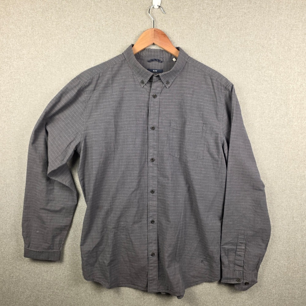 Prana Mens Slim Organic Cotton Hemp‎ Button Down Shirt Gray M23202546 Large⁷